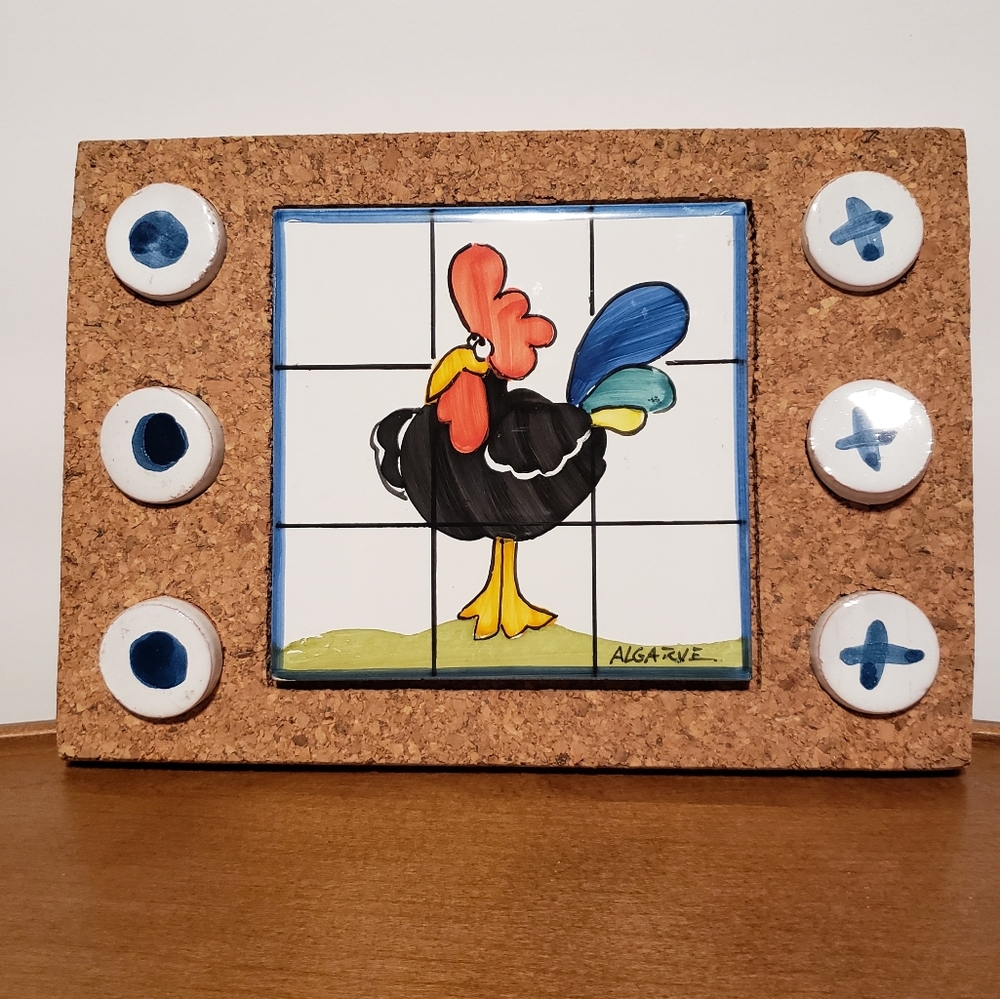 Rooster Tic-Tac-Toe Game Algarve Pottery on Cork